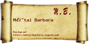 Mátai Barbara névjegykártya